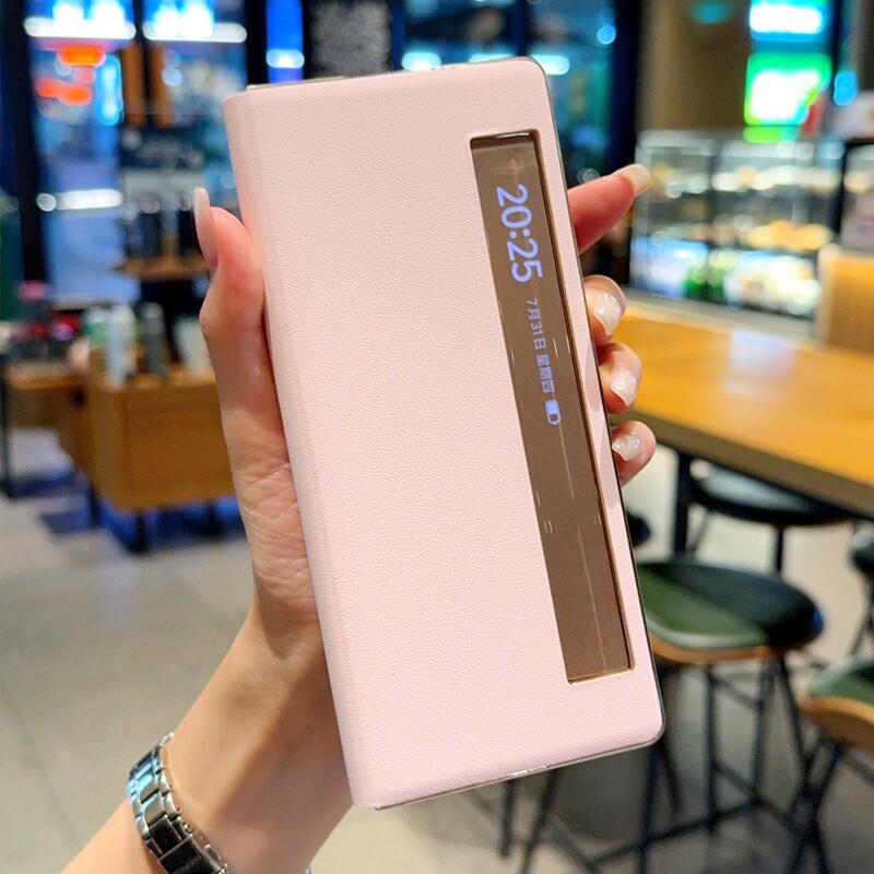 日韩原纹粉色适用vivoXFold6手机壳皮纹XFold5保护壳全包翻盖皮套防摔创意少女粉支架网红ins风磁吸