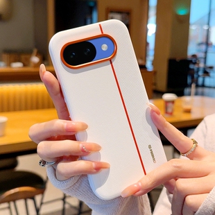 高级金甲拼色适用谷歌Pixel10A手机壳皮纹Pixel10A保护套全包防摔Pixel10A硅胶软边高档橙色金属镜头