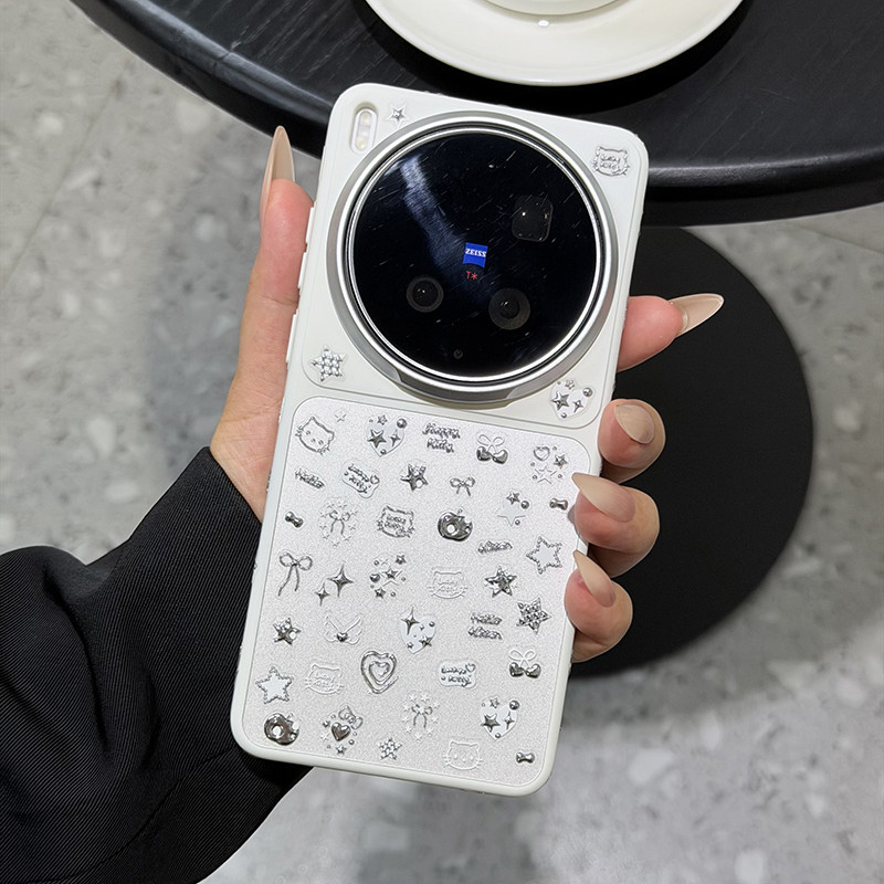 个性diy贴纸适用VIVOX300S手机壳硬壳vivox300ultra保护套全包边防摔网红ins烫金爱心猫猫立体浮雕
