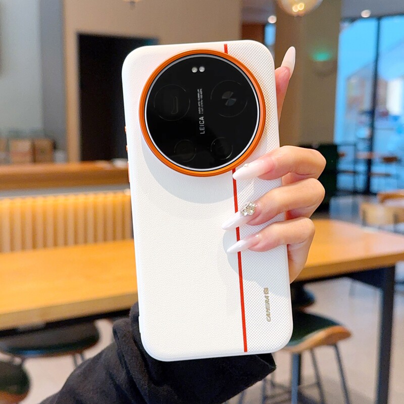 【现货】高级金甲拼色适用于小米17ultra手机壳皮纹小米17ultra保护套全包防摔软边15ultra高档橙色金属镜头