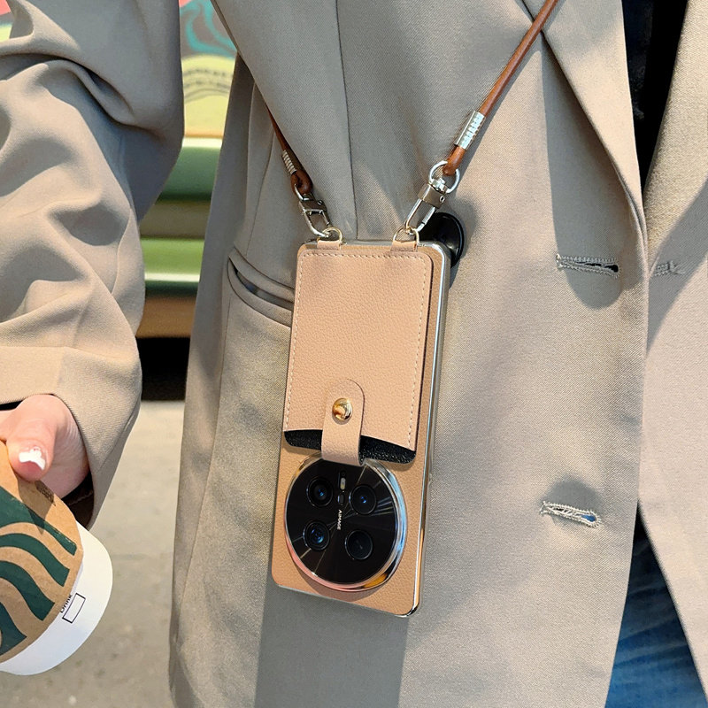 肤感荔枝纹适用荣耀magic8手机壳皮纹电镀magic8pro保护套全包防摔皮质斜挎挂绳卡包高级咖色高档男女背带