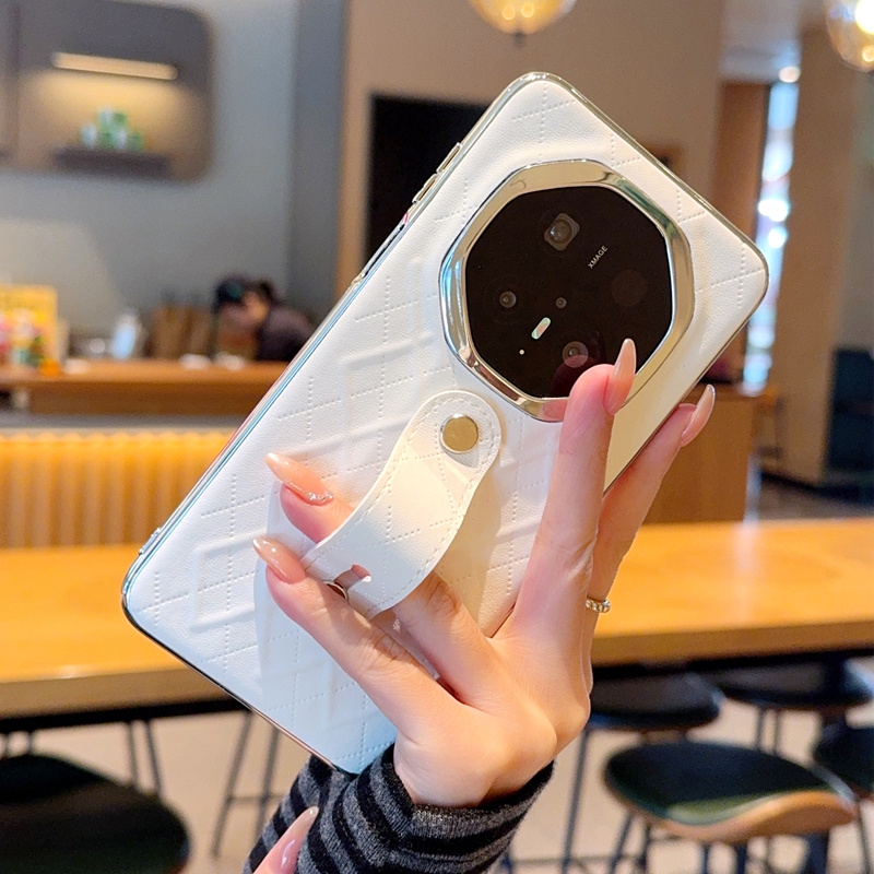 电镀高档菱格适用华为Mate70RS手机壳皮纹简约Mate60RS保护套全包防摔软边Mate50RS简约高级腕带轻奢女