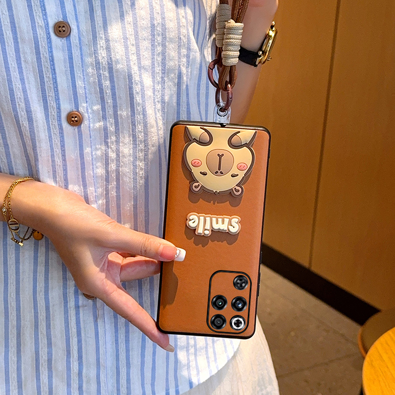 适用红魔11Pro手机壳皮纹简约卡通可爱水豚红魔11Pro+保护壳创意复古棕皮质红魔11Pro全包轻奢手提挂绳