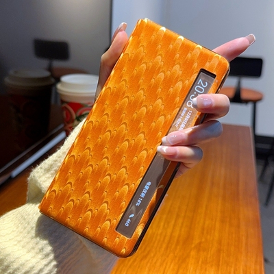 高级孔雀纹适用荣耀MagicV5手机壳皮纹翻盖皮套MagicV3折叠屏保护套全包防摔高档支架MagicV5创意花纹