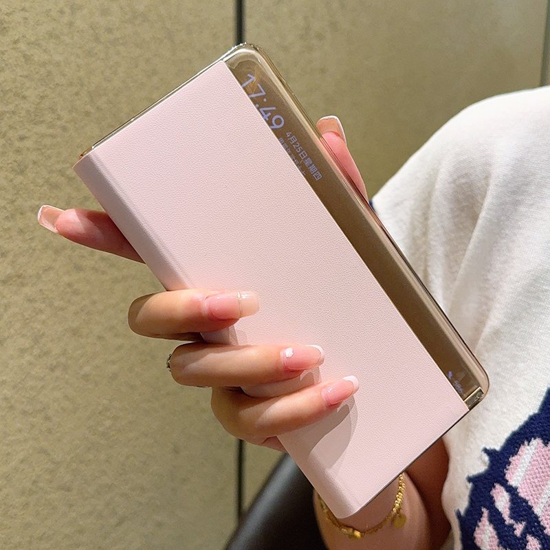适用华为mateX7手机壳皮纹简约商务mateX7保护壳全包磁吸翻盖皮套x7典藏版创意支架防摔少女粉网红ins风