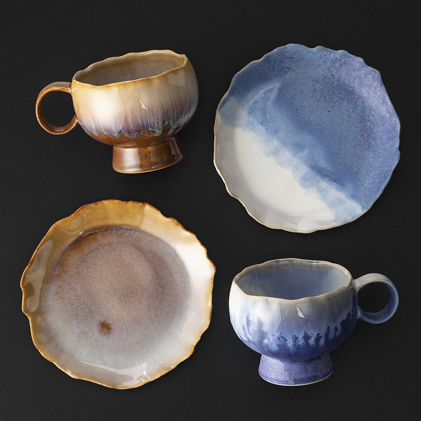 高颜值复古窑变陶瓷咖啡杯男女下午茶杯套装拿铁杯釉下彩手工制作