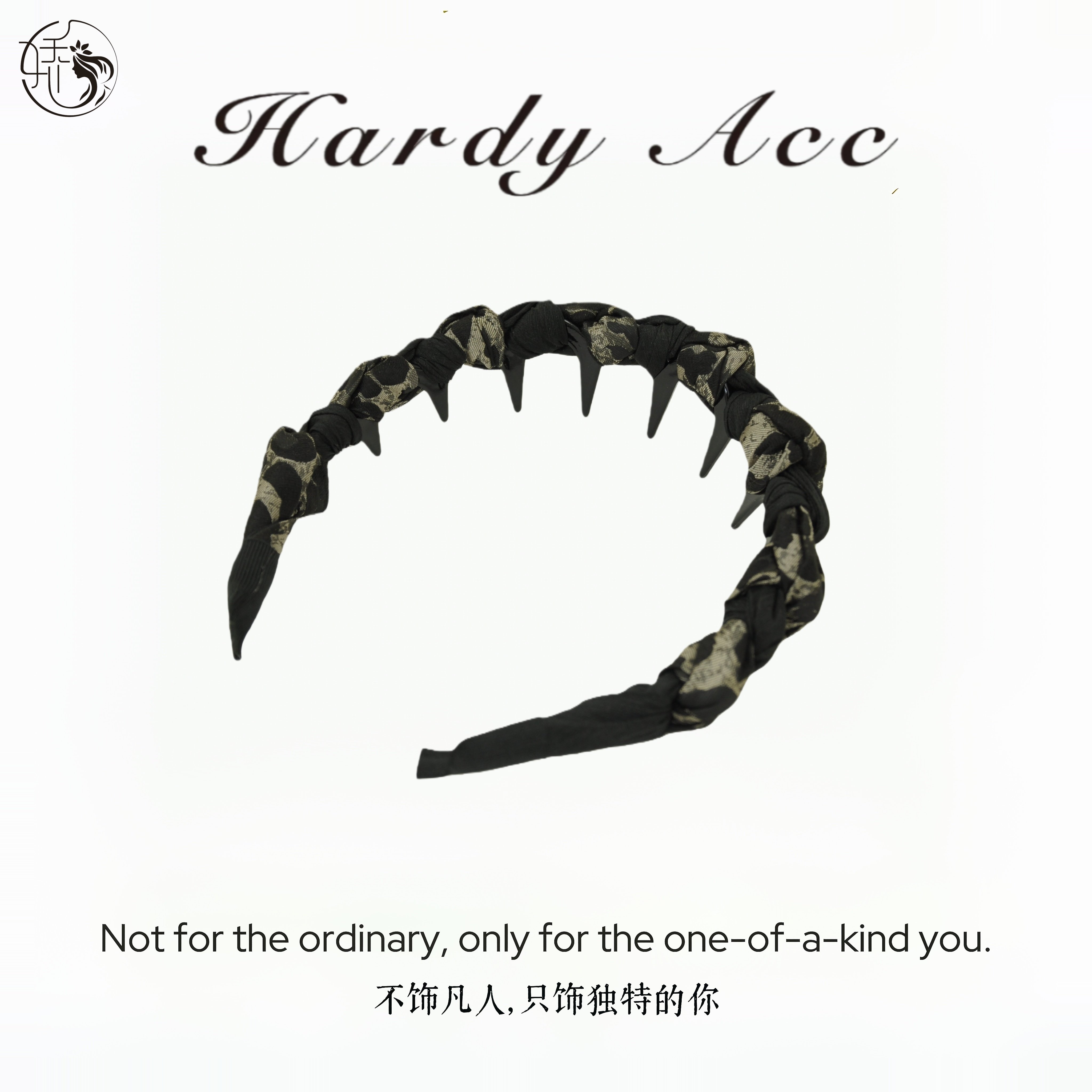 美添娇美添娇纯手作豹纹素材简约感显脸小高颅顶倒插梳发箍女发饰