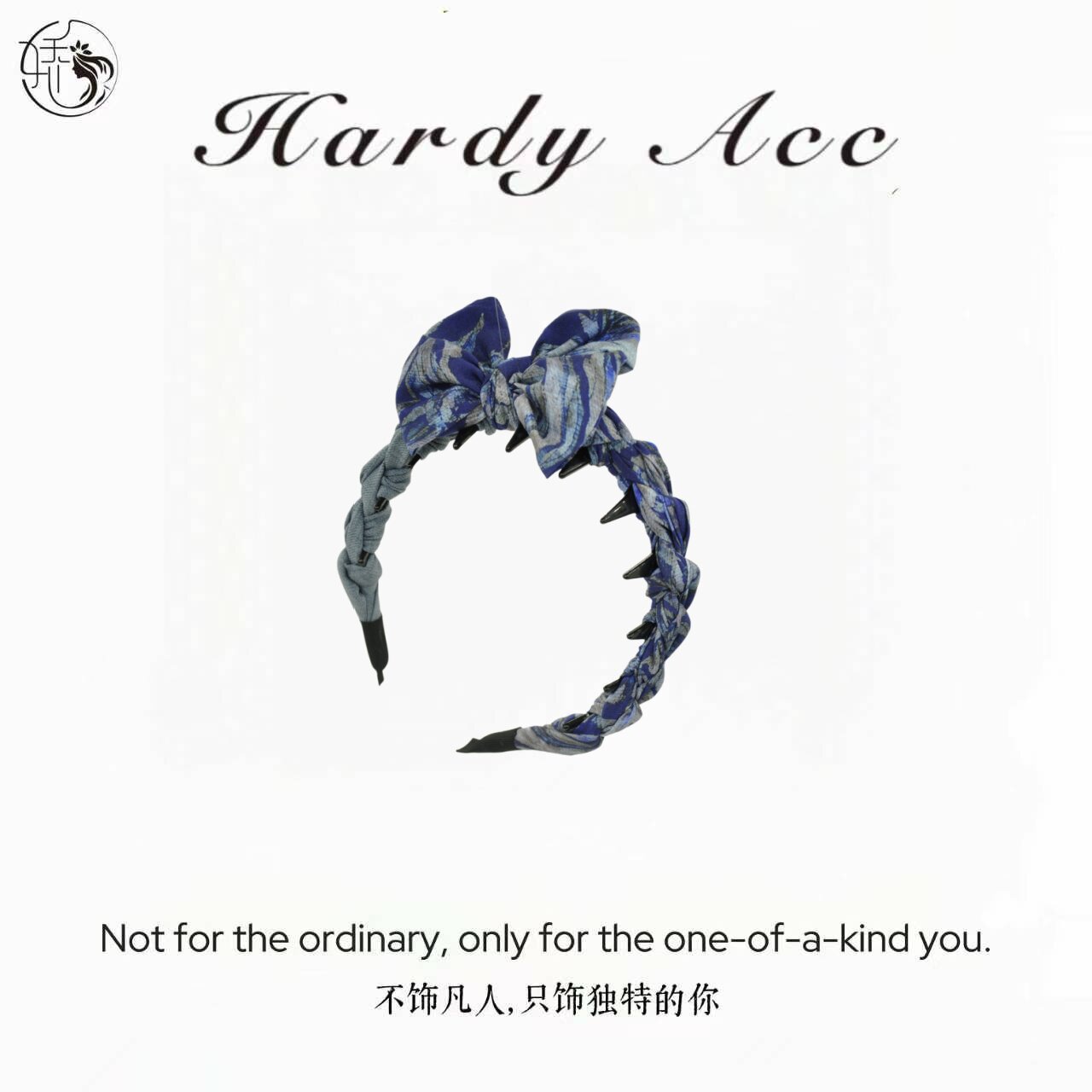 26新款纯手工蝴蝶结款高级感不对称设计女复古印花倒叉梳头箍发饰