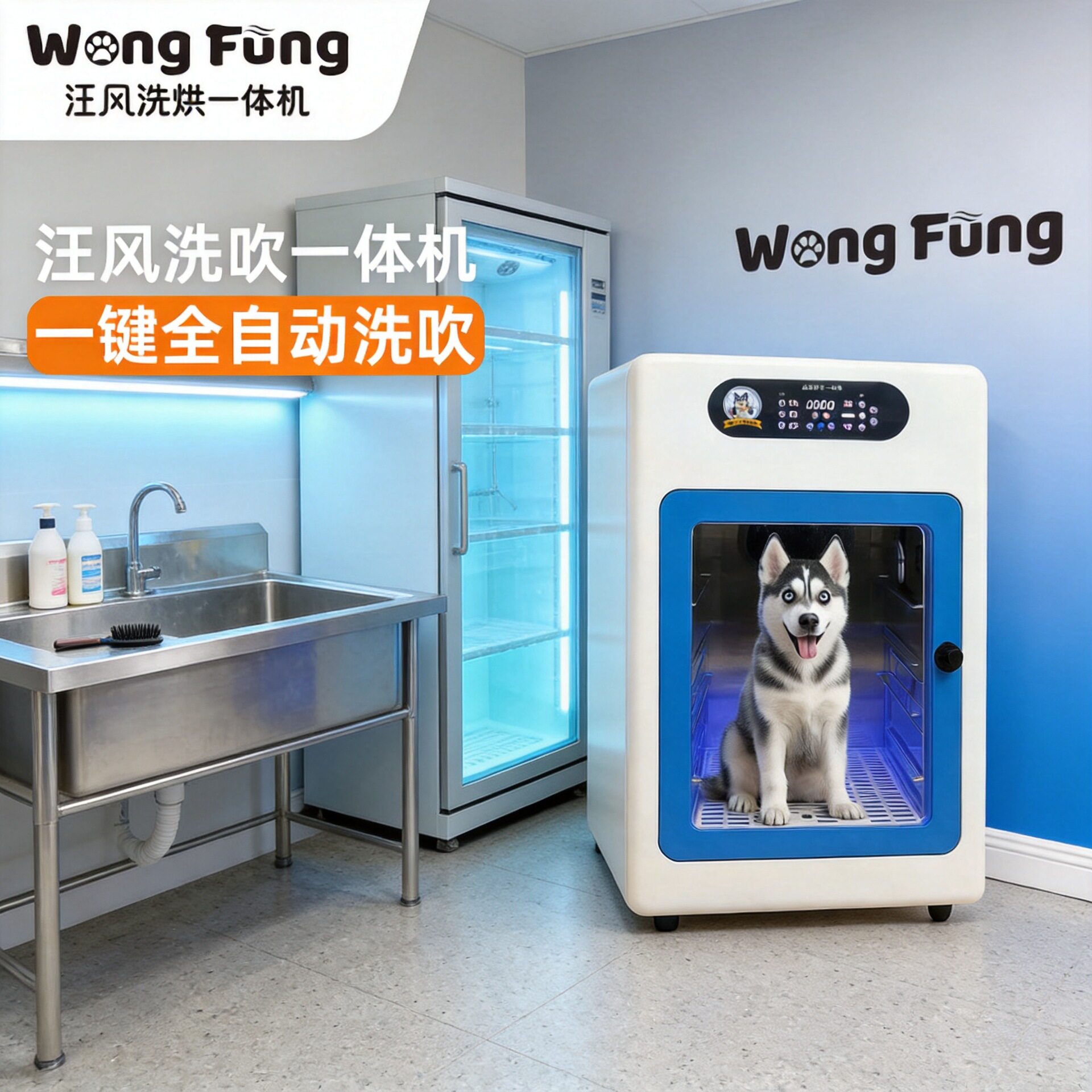 大型犬烘干机自动吹干机家用洗澡吹毛烘干机吹风智能静音宠物烘干