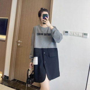微胖mm减龄炸街高级感 休闲2025秋季 显瘦卫衣长袖 连衣裙子大码 女装