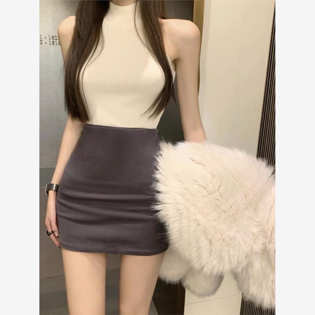 纯色包臀短裙女夏季显瘦紧身一步裙a字修身性感辣妹高腰半身裙子