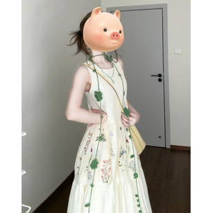 新款 无袖 2025春季 连衣裙子夏季 海边度假碎花长裙开春气质穿搭 女装