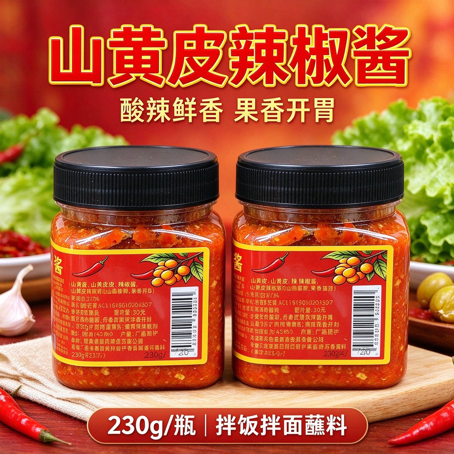 广西山黄皮辣椒酱230g农家小米柠檬辣椒酱拌饭酱拌面辣椒酱下饭菜