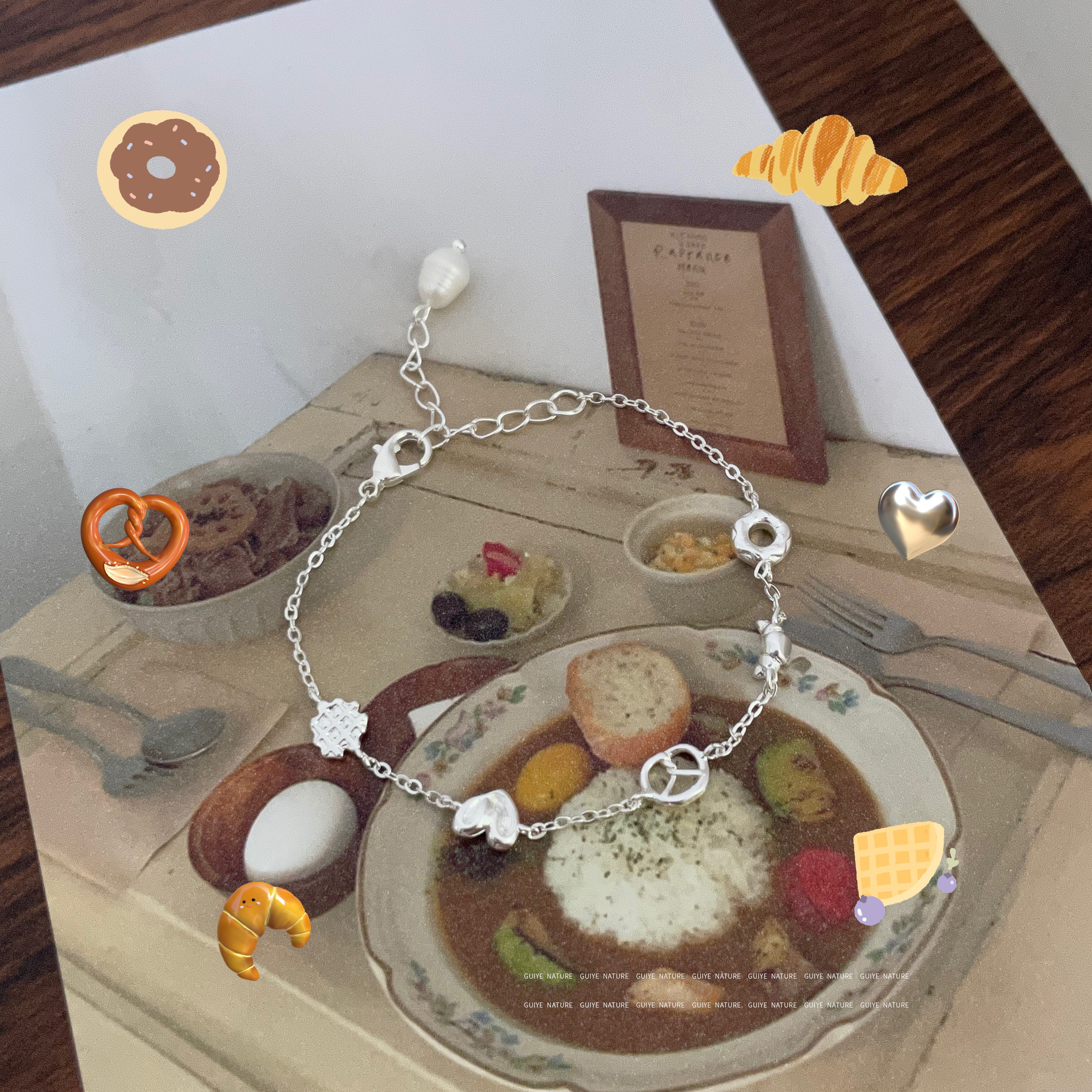 归野925纯银ins风面包手链女生