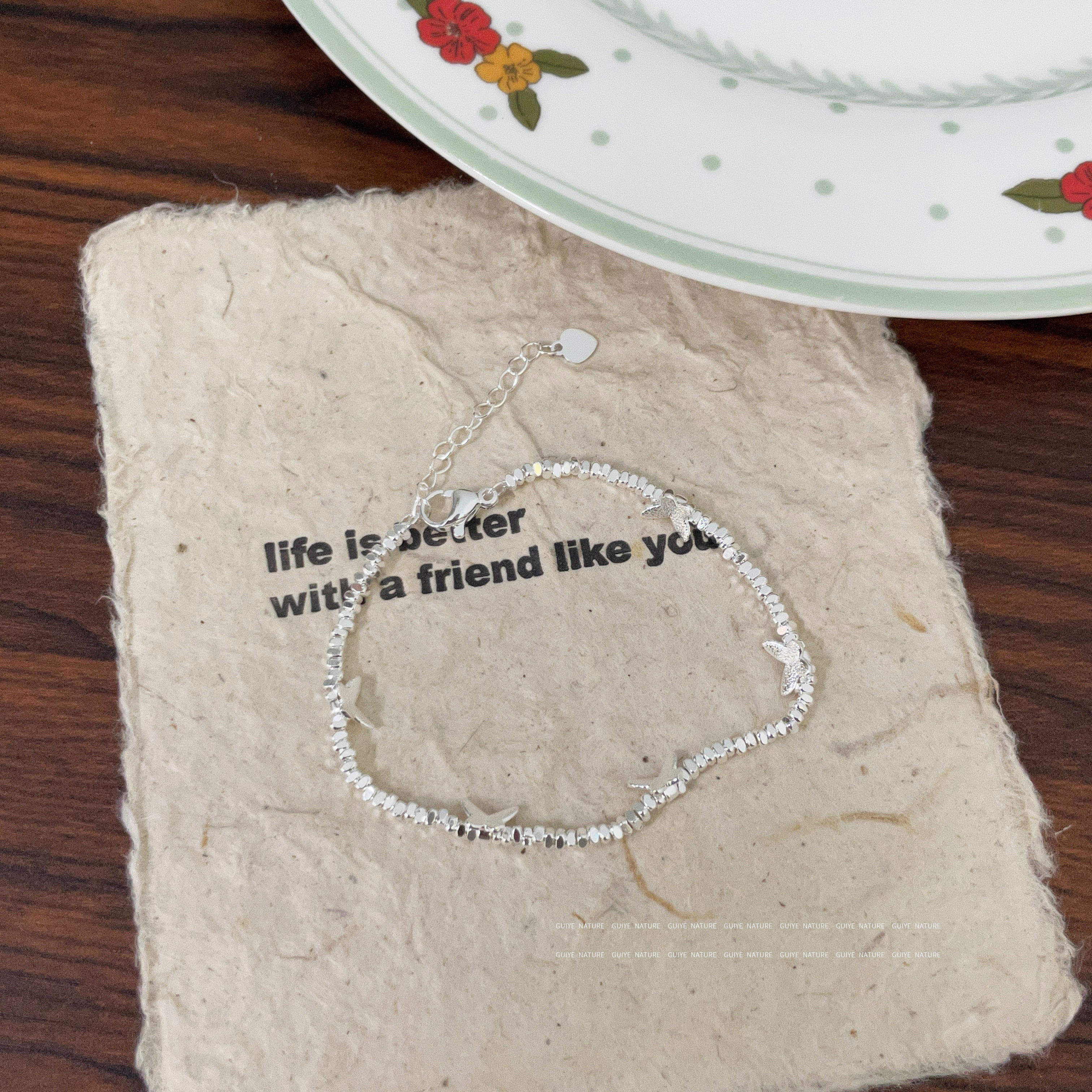 ins风碎银子蝴蝶手链手链女生