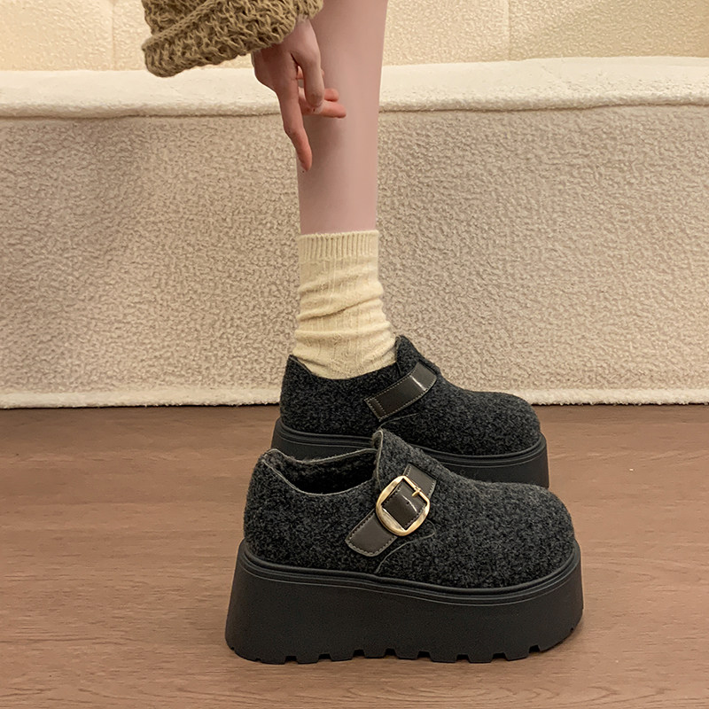 灰色厚底加绒勃肯鞋女款2026春秋小个子增高乐福鞋保暖棉鞋0115w,女鞋,勃肯鞋/软木鞋,淘宝优惠券,粉丝福利购,淘宝优惠卷