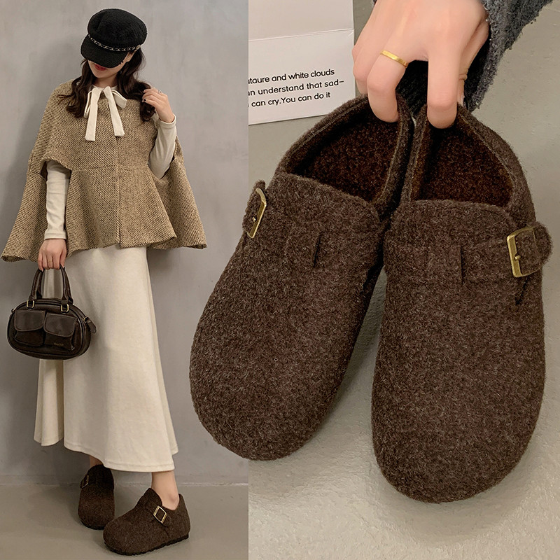 平底全包勃肯鞋女2026新款春秋百搭一脚蹬加绒保暖毛毛棉鞋0115w,女鞋,勃肯鞋/软木鞋,淘宝优惠券,粉丝福利购,淘宝优惠卷