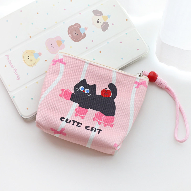 韩系可爱动物卡通姨妈巾收纳包学生小清新便携卫生巾收纳包月事包
