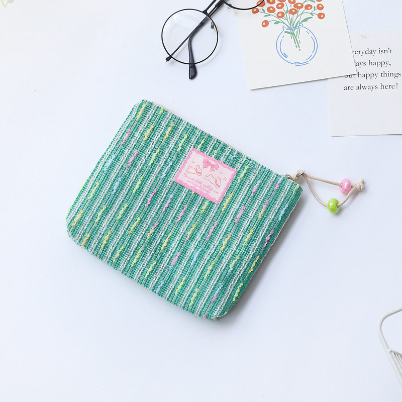 高颜值彩虹条纹卫生巾收纳包便携小型收纳包钱包女手提小包化妆包