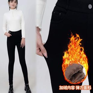 网红款裤铅裤穿显瘦加加身百搭神女裤笔打底高腰外厚绒紧