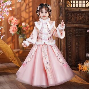 网红款拜服冬童装季中过加年加厚套年汉装女古冬儿童国年绒新新款