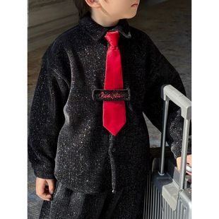 网红款闪新式儿拜服男秋冬2外穿装闪发光中童年女童外套024中大童