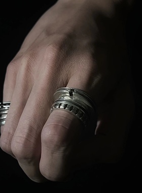 ACYCLIC_无环 几何建筑组合戒指925银五合一套