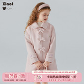 呢子外套 夹棉加厚儿童中长款 小童木 千金风女童毛呢大衣2025新款