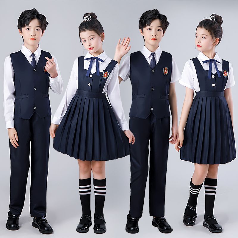 儿童大合唱演出服中小学生班服诗歌朗诵舞台礼服主持人比赛表演服