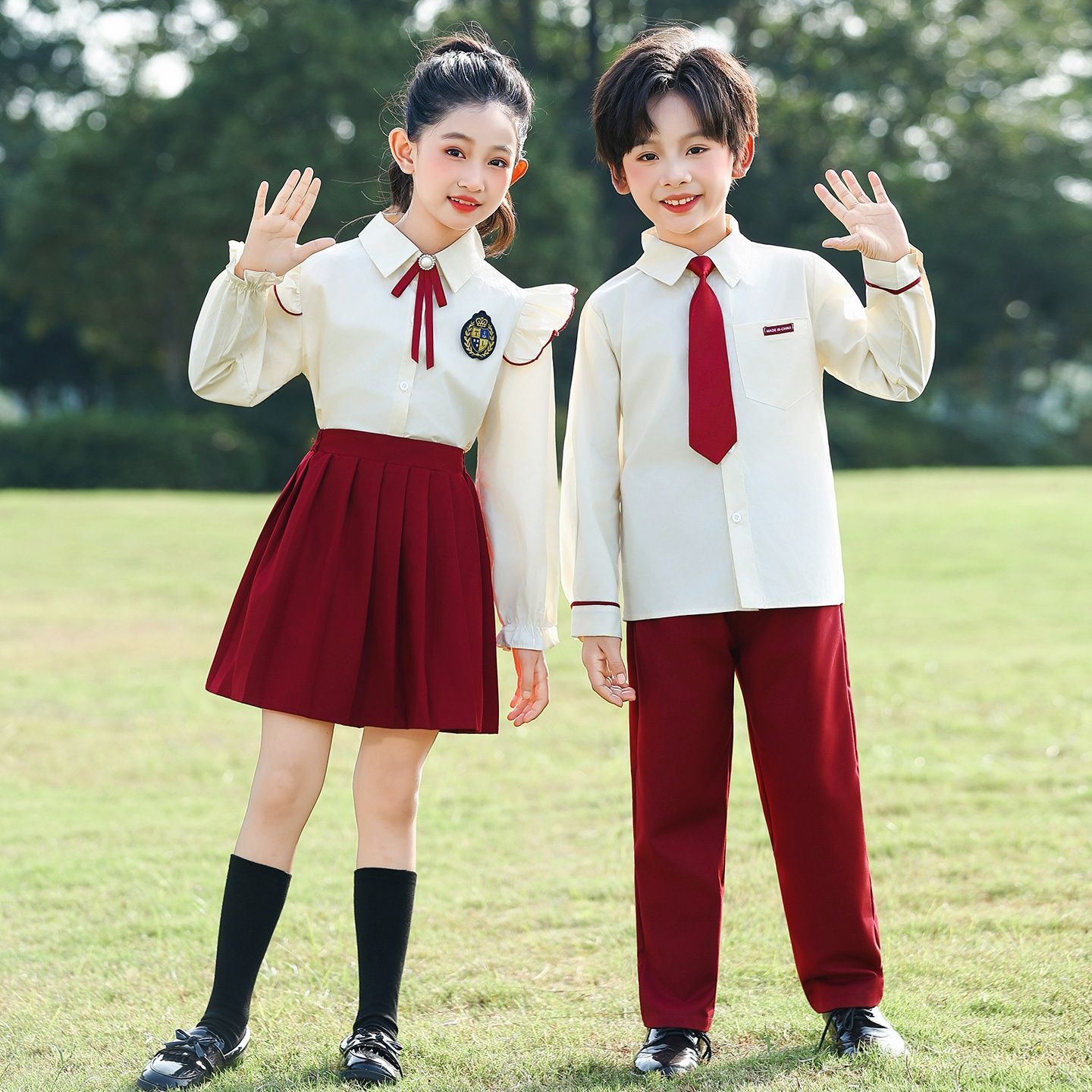 元旦儿童合唱演出服中小学生诗歌朗诵歌唱祖国表演服装幼儿园班服