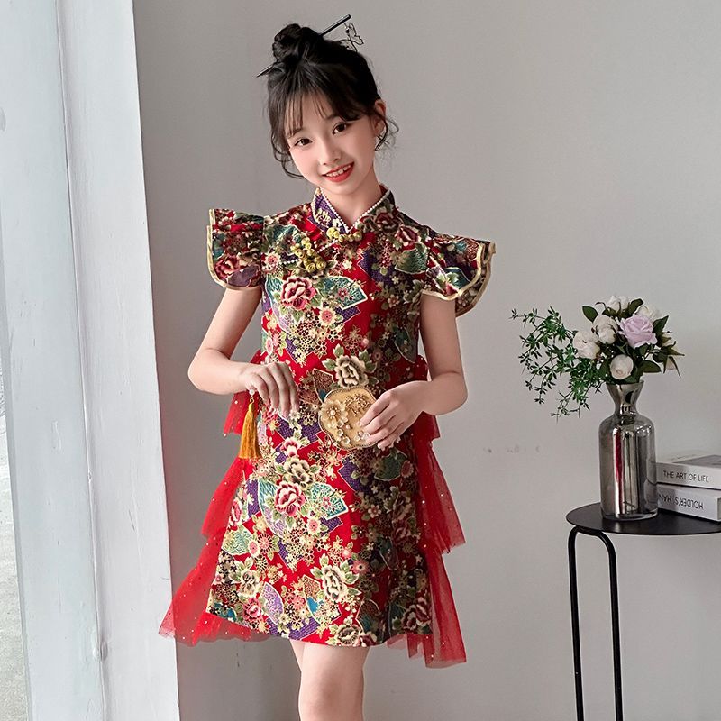 女童夏装旗袍裙2025新款中大童国风改良唐装儿童洋气国潮连衣裙子