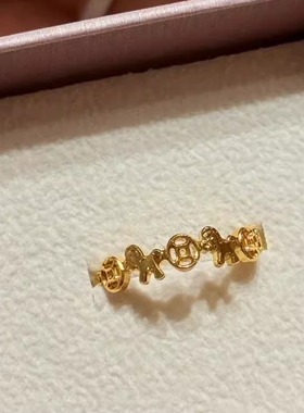 马上有钱金色木马铜钱戒指女