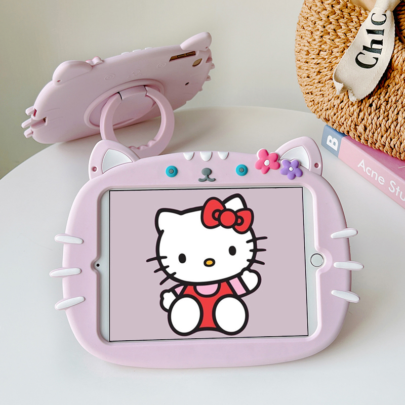 花朵猫360旋转适用小米pad8pro平板5678保护套红米Kpad保护壳redmiPad2se适用联想小新平板2025硅胶卡通软壳