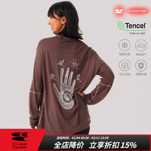 CryingCenterSports2025年冬天丝羊毛炒染海洋部落掌印宽松长袖T