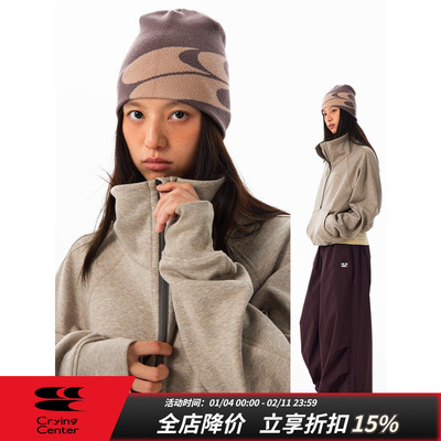 CryingCenterSports2025年冬保暖吸湿高领撞色运动短卫衣 男女款