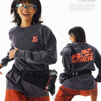 CryingCenterSports2025年秋阳光晒褪质感RunTogether跑步长袖T