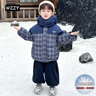 羽绒服儿童加厚保暖白鸭绒冬装 男童冬季 宝宝外套 90绒子三防蓄热