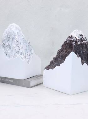 现代新中式抽象假山雕塑艺术品酒店玄关办公室大班台雪山软装摆件