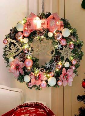 花环花圈圣诞节装饰品仿真藤条圣诞树酒店商场景布置门挂墙饰摆件