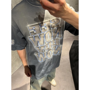 NOW SEE BUY 钻石印花水洗短袖 潮 VANA 男女T恤情侣款 ILUSION