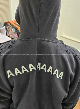 「疯狂双拼」VANA ILUSION 刺绣棉服Bomber拼接水洗黑卫衣连帽衫