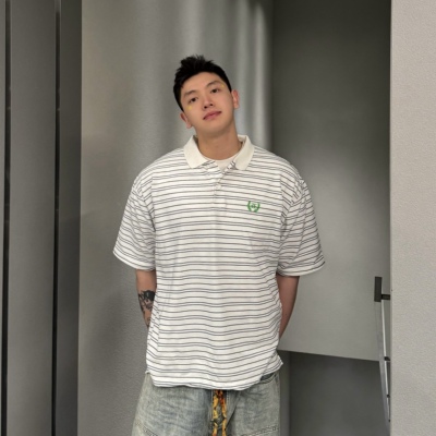 「麦穗系列」 VANA ILUSION BB条纹翻领短袖男女Polo衫T恤情侣潮