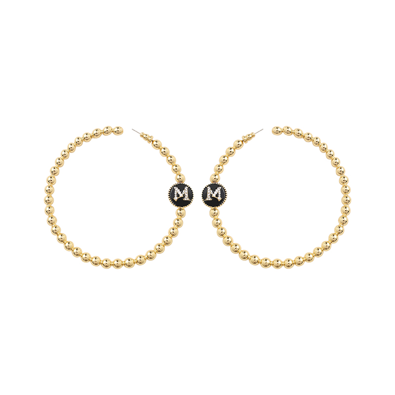 谢可寅同款MaisonWester新款美式复古夸张珐琅M小金球大耳圈耳环