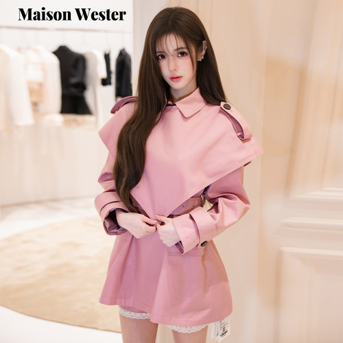 【小怡同学同款】Maison Wester2026年秋新品收腰双排扣风衣外套