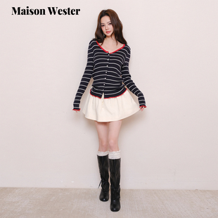 千金风松紧腰短半裙米白修身 新品 半身裙 Wester2025年冬季 Maison