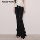 Maison 黑蓝双色蝴蝶结绑带微喇加绒牛仔裤 Wester2025年秋季 新款