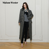 Maison 大衣 千金风高级感外套双排扣长款 Wester2025年冬季 新品