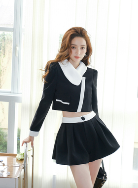 Maison Wester夏季官方时尚气质黑色上衣套装女装潮酷感通勤