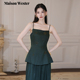 新品 Maison Wester2025秋季 女士波西风设计感重工墨绿色吊带背心