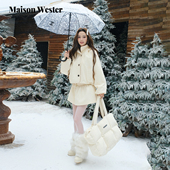 Wester2025冬季 新品 短款 Maison 羽绒百搭大翻领工装 修饰白色外套